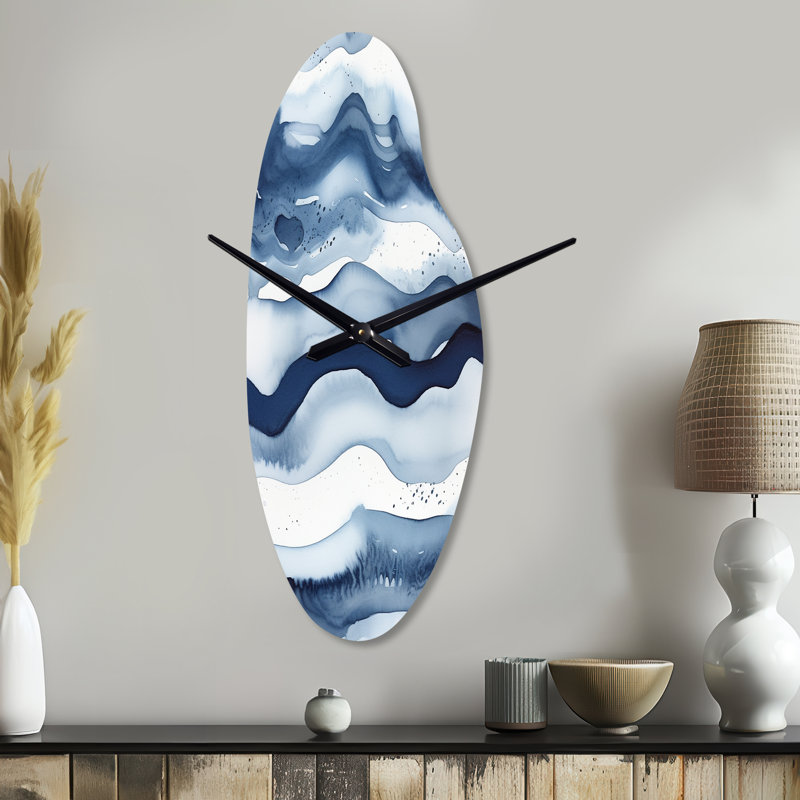 Horloge murale Galipeau Abstract Classic Blue Waves III, Moyenne