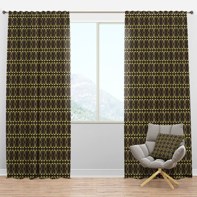 Panneau de rideau simple semi-diaphane avec passe-tringle Mid-Century