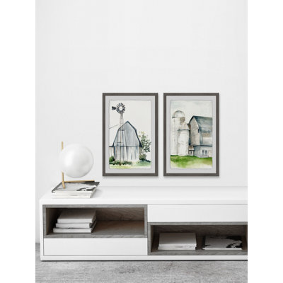 Barn II Diptych - ensemble de 2 reproductions encadrées sur papier