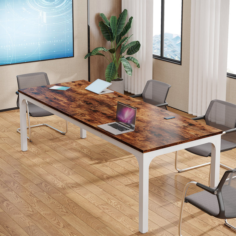 Table de conférence 78,74 "multiple, Brun rustique / Blanc