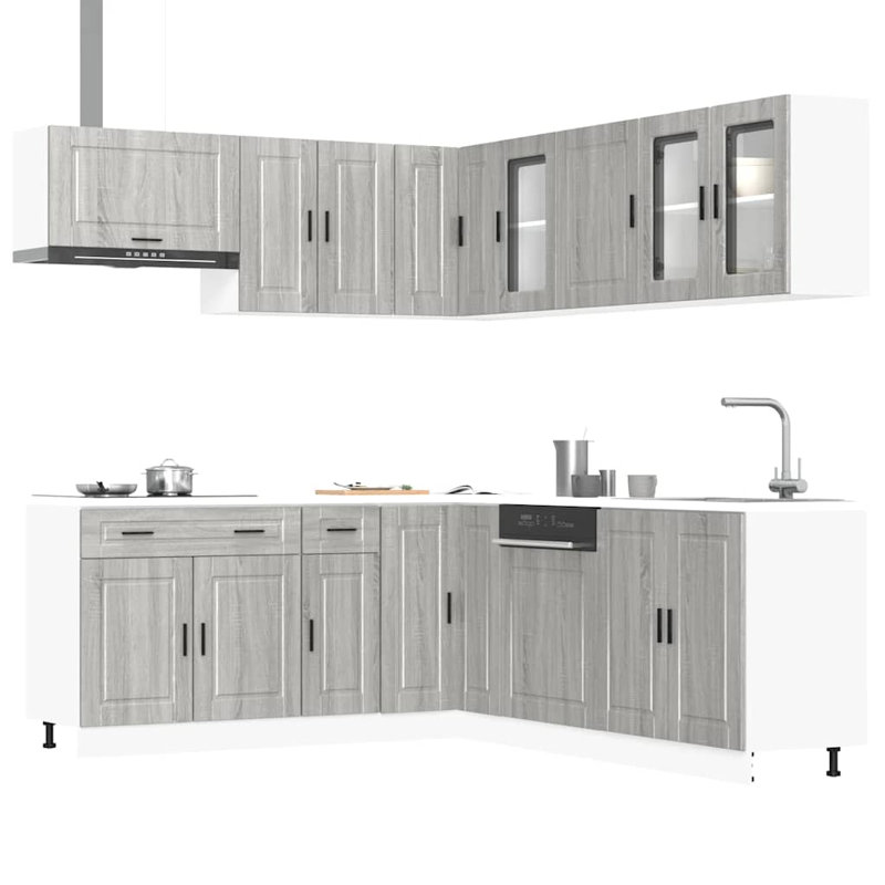 Maribeth 11 Piece Kitchen Cabinet Set, Grey Sonoma
