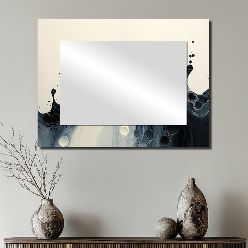 Drip peinture vague rythmique éclaboussures de sérénité - Art abstrait miroir mural - imprimé sur métal, 24 po x 32 po