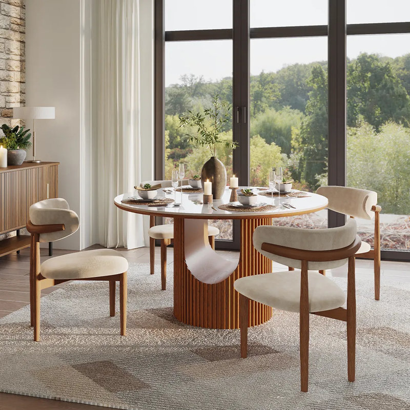 Table de salle à manger Mid-Century, Blanc lustré, H 30 po x L 47 po x l 47 po