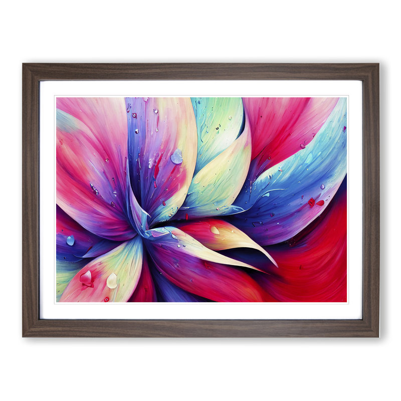 Colourful Flowers Vol.6 Abstract - Single Picture Frame Print, Walnut Framed, 25cm H x 34cm W x 2cm D