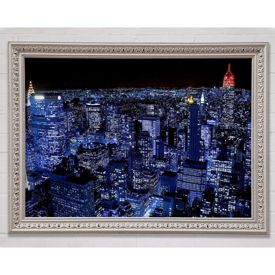 New York City Night Blues Red Top - Einzelne Bilderrahmen Kunstdrucke