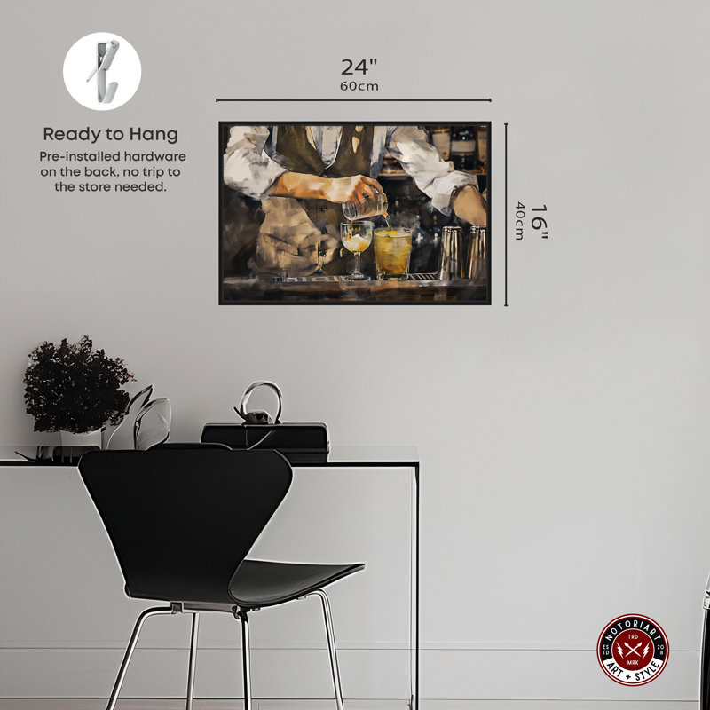 Notoriart Bartender, Cadre noir, H 17 po x l 25 po x P 1,8 po