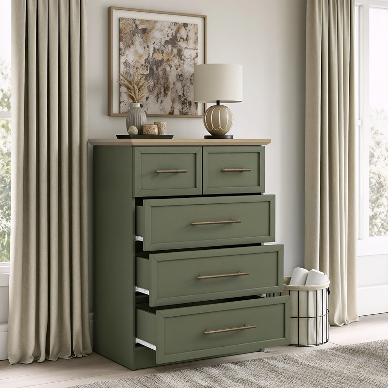 Cleverton 5 Drawer Chest, Kale Green