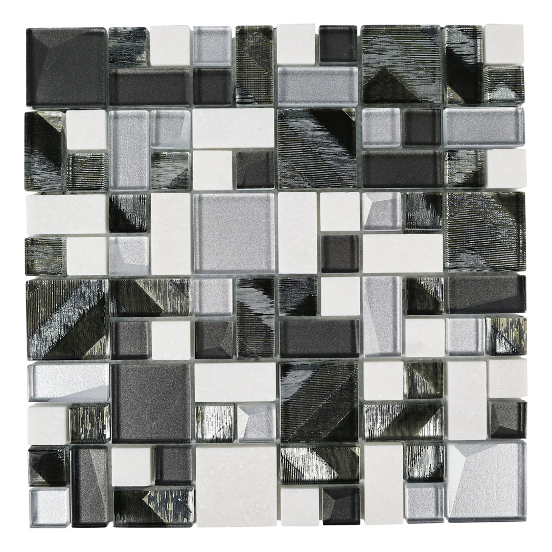 Kisor 12" x 12" Random Sized Glass Mosaic Wall Tile Symple Stuff 