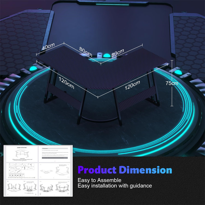 L-Shaped Metal Base Computer Desk