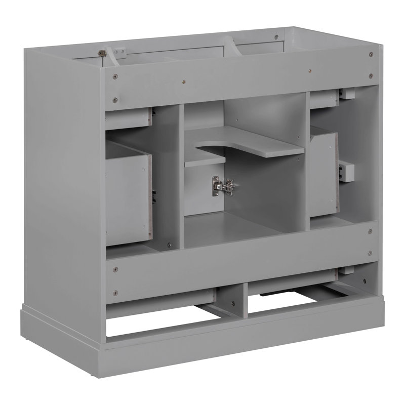 Meuble-lavabo 36 po sans lavabo, base d'armoire seulement, six tiroirs, diviseur de tiroir multifonctionnel, tablette réglable