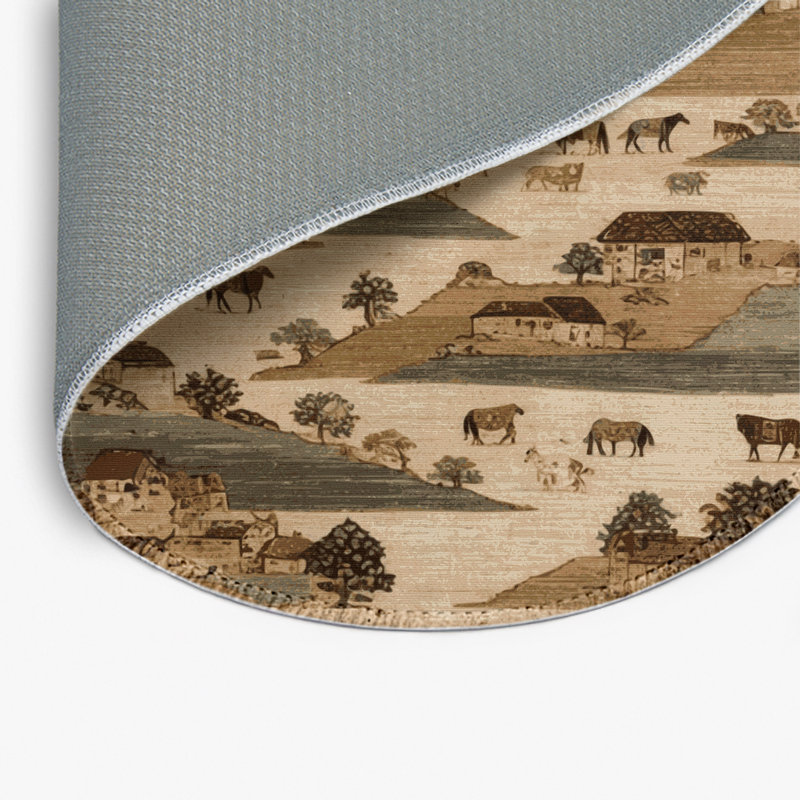 Tapis turc intérieur et extérieur brun, Rond 5 pi