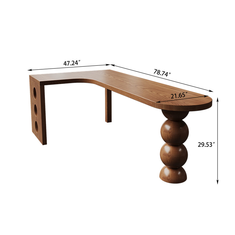 Bureau d'écriture en L Mid-Century, 29.53" H x 78.74" W x 47.24" D