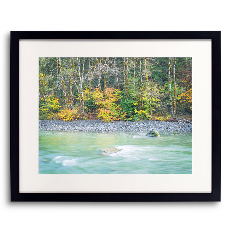 Autumn On The Stillaquamish River Print, 25.25" H x 31.25" W x 0.88" D, Black Framed Paper, White