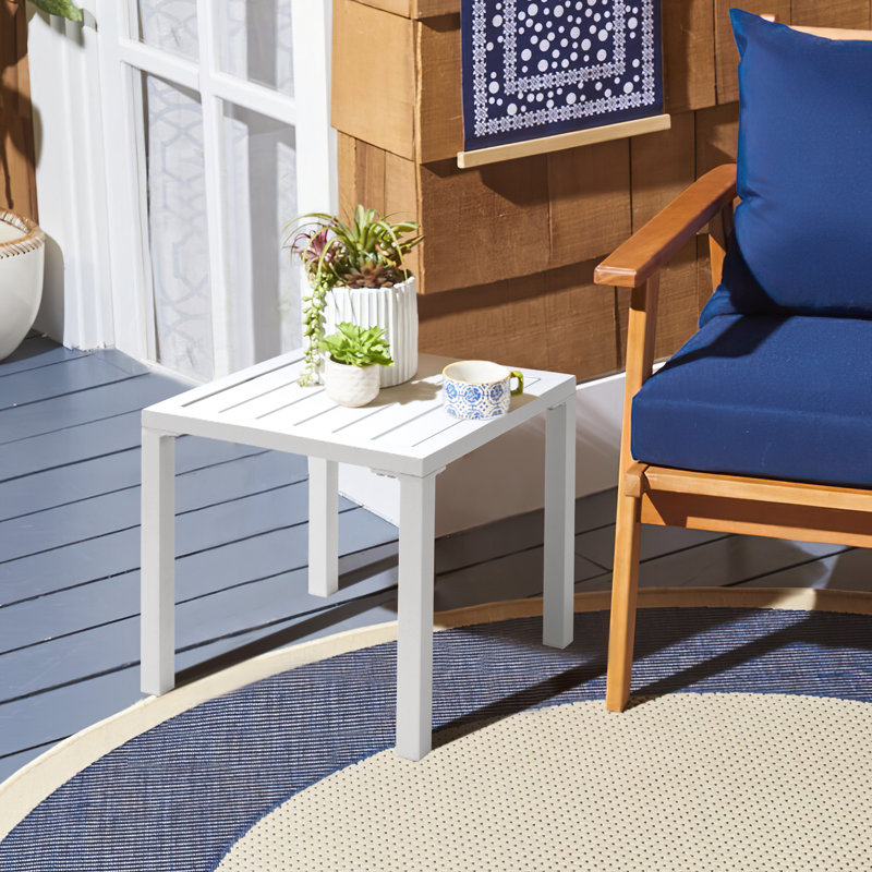 Herv Square Aluminum Outdoor Side Table, White