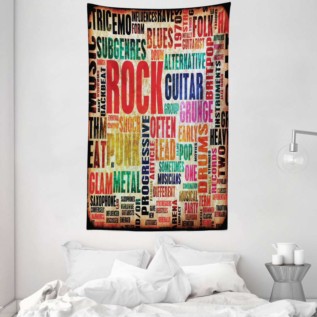 Wandteppich, Musik Rock 'n' Roll Poster, mehrfarbig