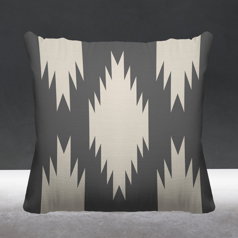 Coussin intérieur / extérieur Yuma Southwestern, gris, L 15 po x H 15 po