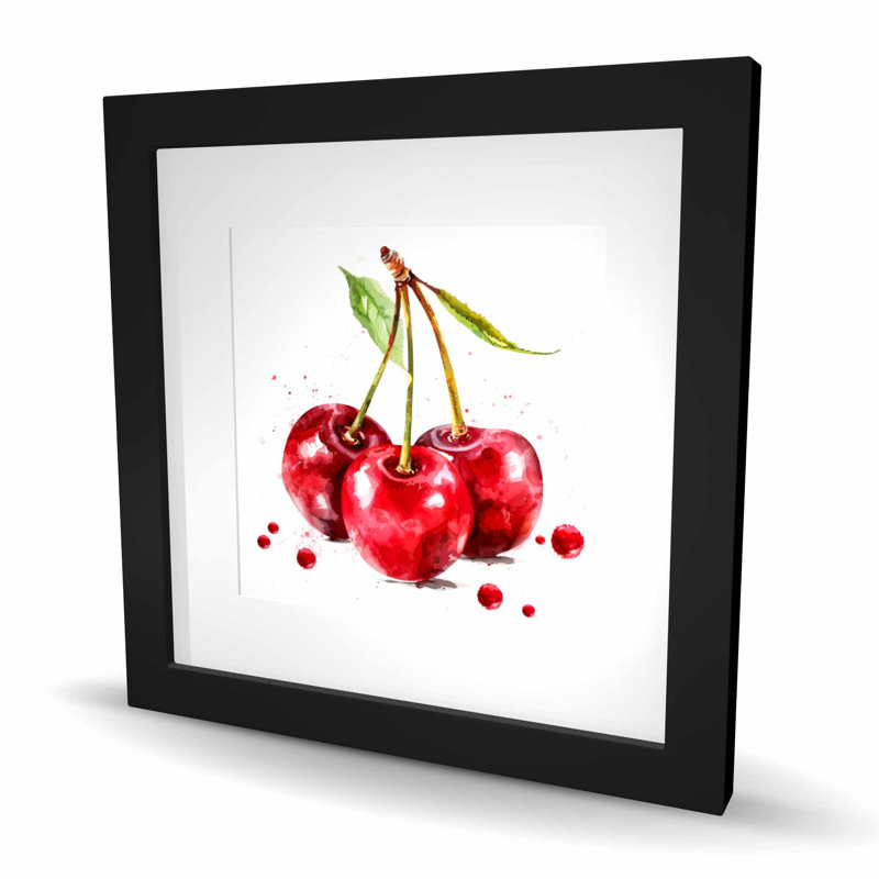 Cherries Beige Framed Matted Print - Elegant Home Decor