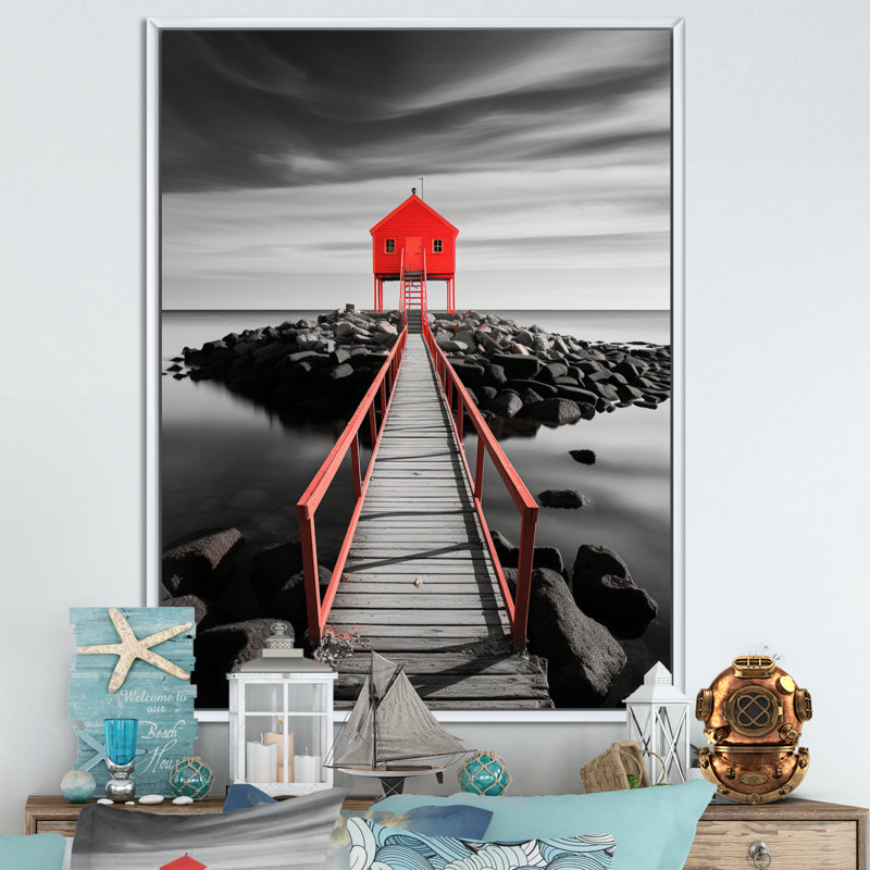 Valo Coastal Pier Reflections I, H 32 po x l 16 po x P 1 po, Cadre flottant blanc
