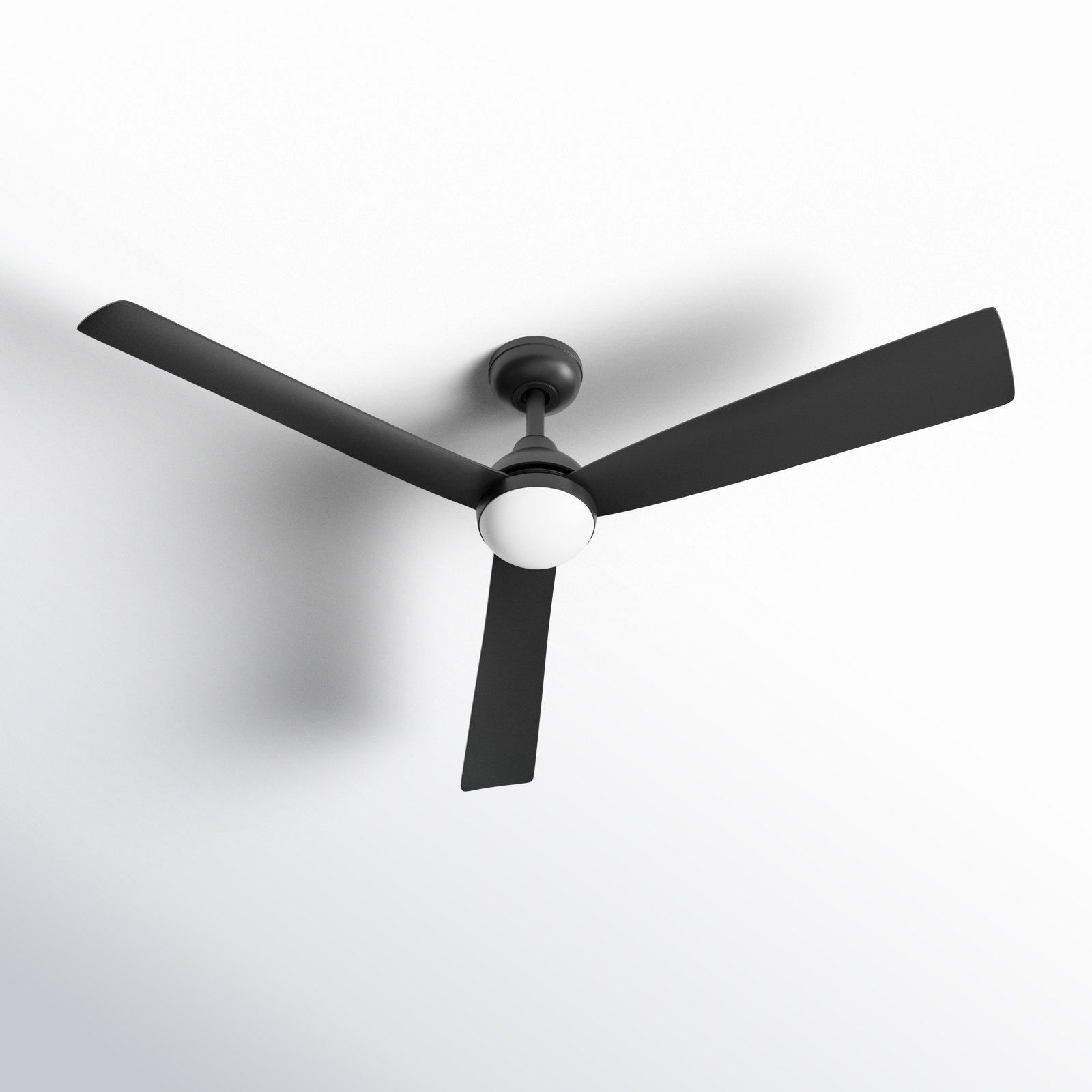 Brona 3 Blade Ceiling Fan with LED Light Kit, 56", Matte Black