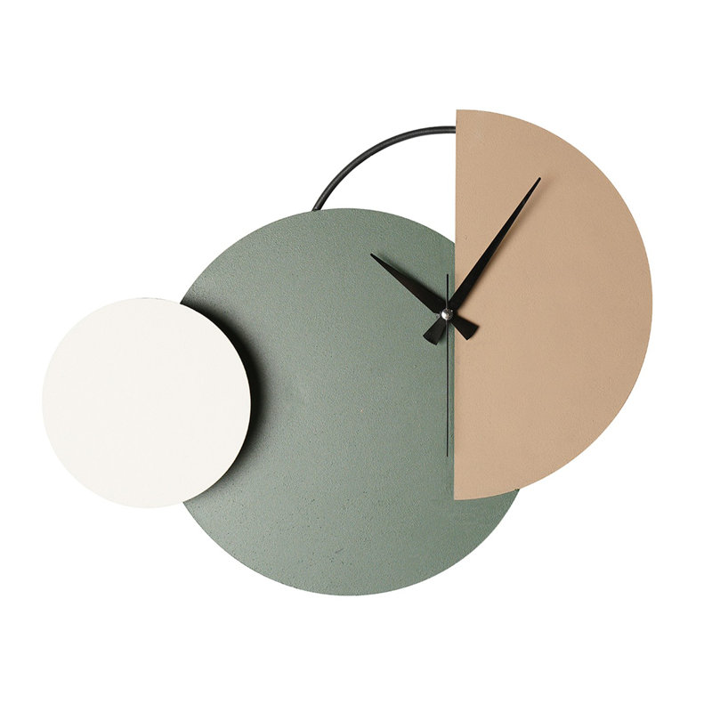 Hand-Painted Decorative Metal Wall Clock, 18.5 Inches Diameter, 1.5 mm Thick | Silent Mechanism, Green, Brown & Cream Colors | 100% Metal, Stylish Home Decor | Operates on 1 AA Battery (Not Included)