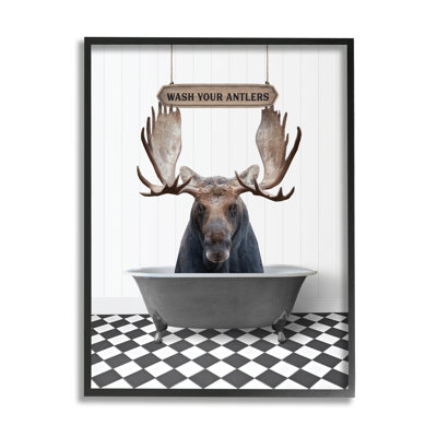«Trinx Rustic Wash Your Antler», art de la giclée encadrée par lettré et doublé