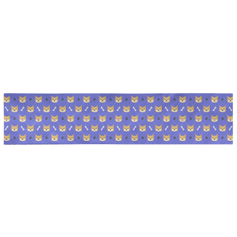 Chemin de table géométrique avicia, 73,5 po x 17,5 po, Bleu, Polyester