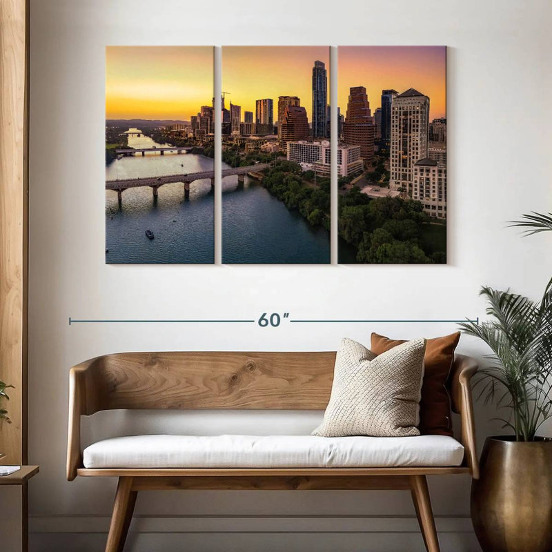 Skyline de Sirci Austin au crépuscule, H 32 po x l 50 po
