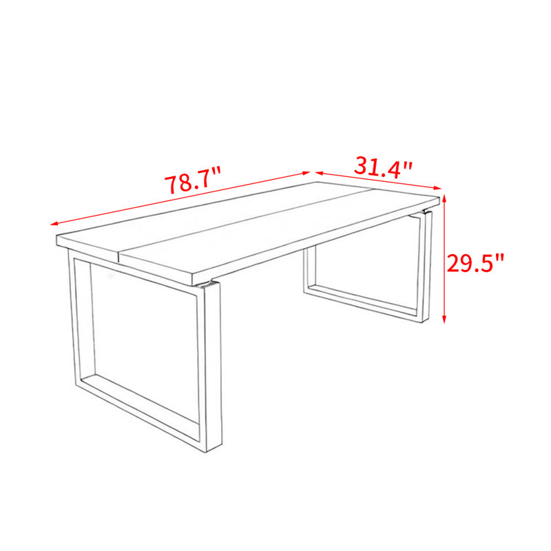 Modern simple solid wood dining table, 29.5"H x 78.7"L x 31.4"W 