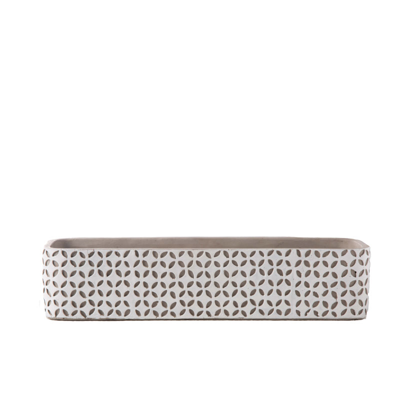 Ciment blanc en pot à finition ovale, H 4,5 po x l 4,5 po x P 4,25 po