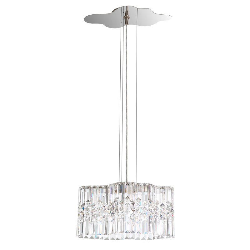 Selene 2 Light 14.5in x 7.5in Pendant in Polished Stainless Steel with Clear Optic Crystals