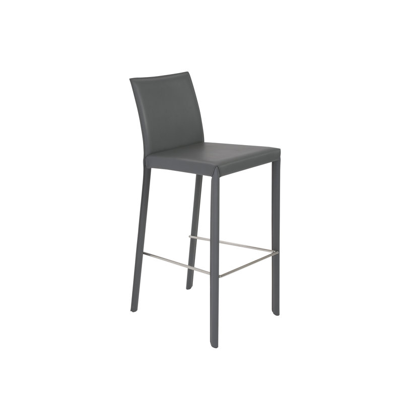 Gilson Upholstered Counter Stool, Gray Faux Leather, Bar Stool (30" Seat Height)