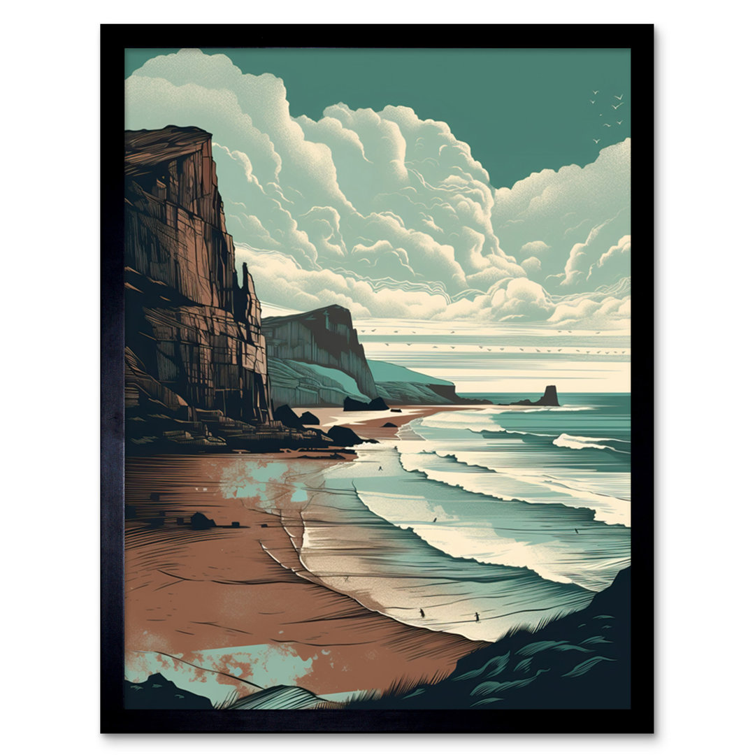 Chatom Bay With Cliffs Dramatic Coastal Landscape - Single Picture Frame Print