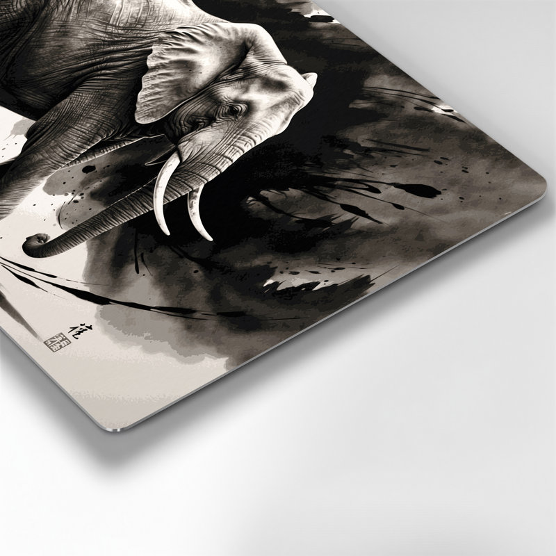 Wildlife Asian Elephant Black Metal Wall Art, 11" H x 14" W