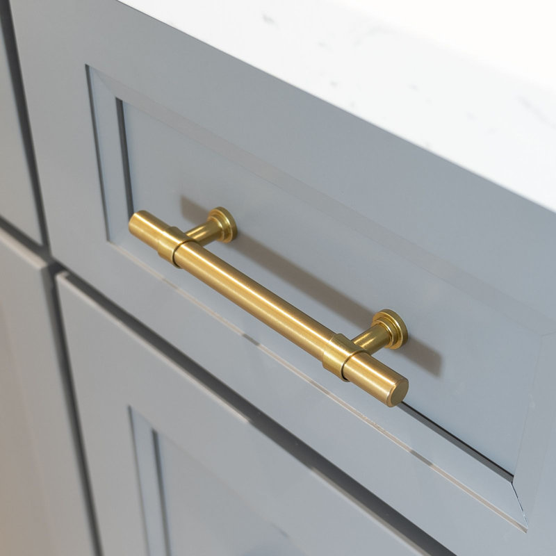 Poignée à tiroirs d'armoire de centre à centre, Laiton satiné doré, 6.25"