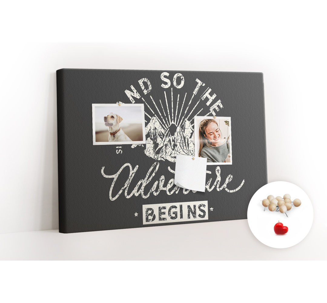 Wall Mounted bulletin board print home decor kitchen notice board home office corkboard Adventure quote