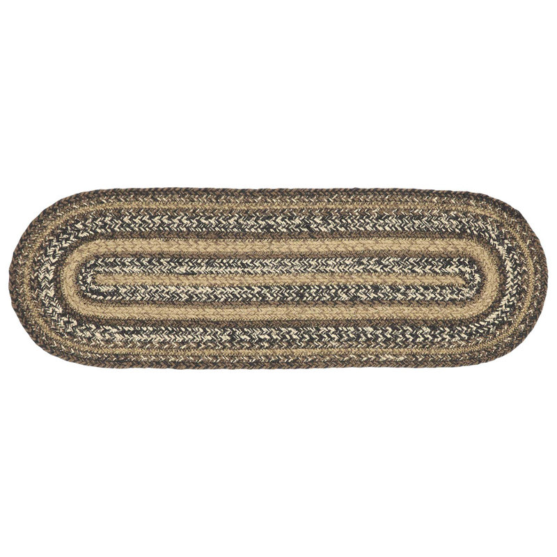Tapis d'escalier Franciszek brun / noir / brun clair, Oval 8,5 po x 2 pi 3 po