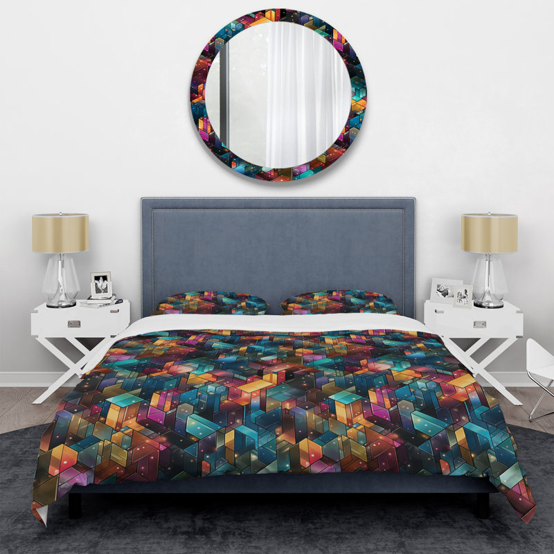 Ensemble de housse de couette Colorful Retro Futurism Fuse, Housse de couette simple + 1 taie décorative stan