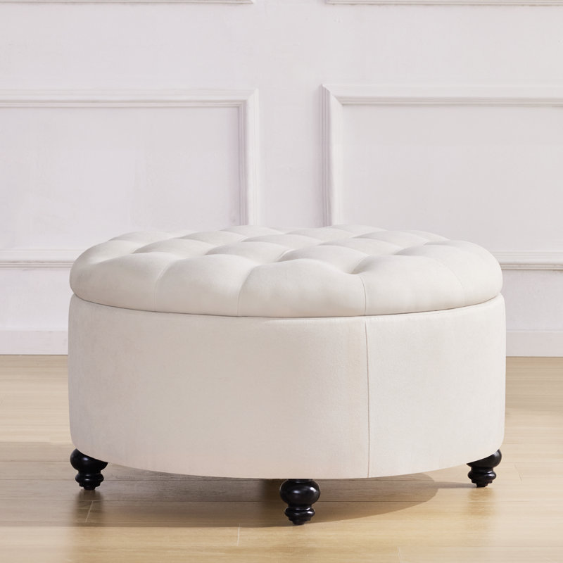 Daquasha Upholstered Ottoman, Beige