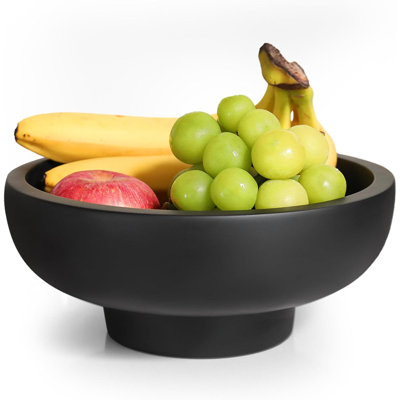 Bol à fruits en béton - bol à piédestal décoratif pour comptoir de cuisine, vestibule ou table basse - bol moderne - tout-clé - centre de table lourd pour la décoration intérieure
