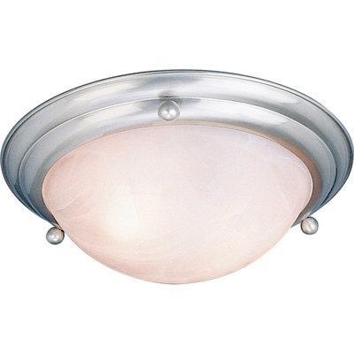 Plafonnier encastré fluorescent en nickel brossé 2 lumières Lunar