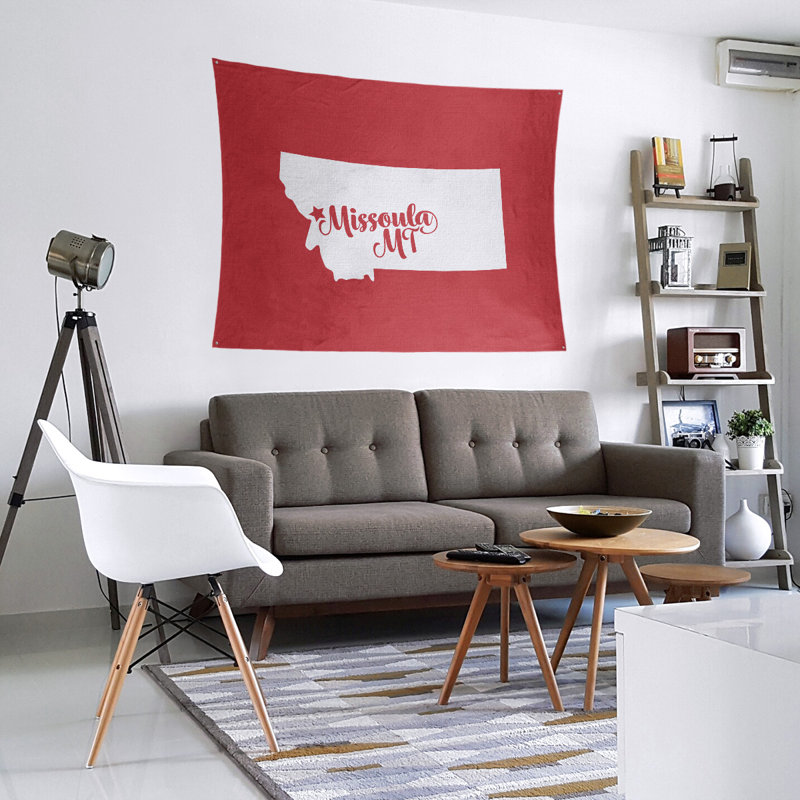 Tapisserie Missoula Montana, H 27,5 po x l 37,5 po, Rouge