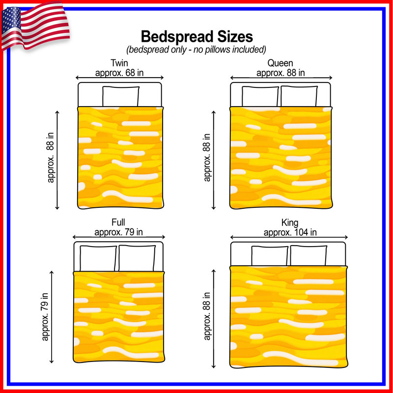 Couvre-lit matelassé Yellow Wavy Lines toutes tailles, Lit simple