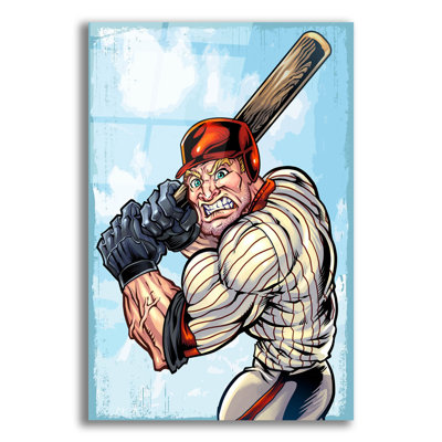 Dessin de mascotte de joueur de baseball sur plastique / acrylique par Flyland Designs Print