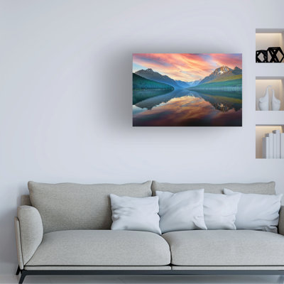 Wrapped Canvas Wall Art - Rick Berk 'Bowman Lake Twilight' Wall Art for Living Room, Bedroom, or Office Décor - 22x32