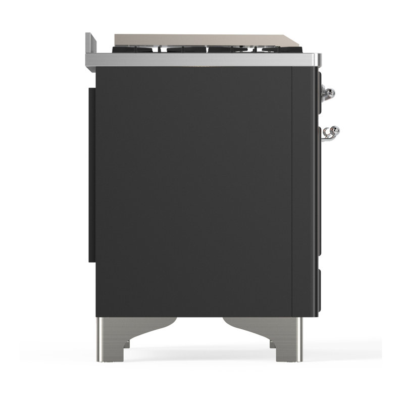 Majestic III Series 48 Inch Dual Fuel Range with 5 Sealed Burners, Griddle, Frenchtop in Glossy Black (Natural Gas, Burnished Trim)