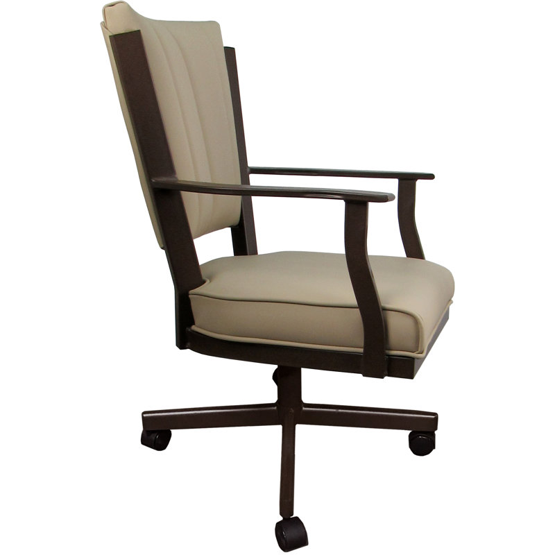 Leather Dining Caster Chair Swivel Tilt, Tan, Brown