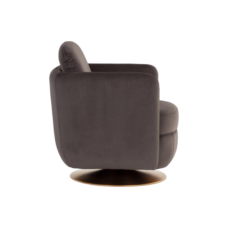 Swivel Lounge Chair, Gray Polyester