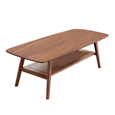 Centre de table Table basse 100% plateau en bois massif avec plateau et table basse Largeur 100 x profondeur 50 x hauteur 44 cm Bureau d'étude Facile à assembler Bois naturel avec tablette de rangement