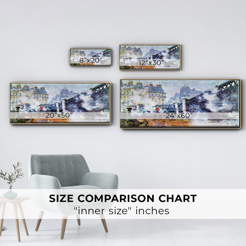 «The Europe Bridge Saint Lazare station in Paris» par Monet, toile encadrée, H 12 po x l 30 po