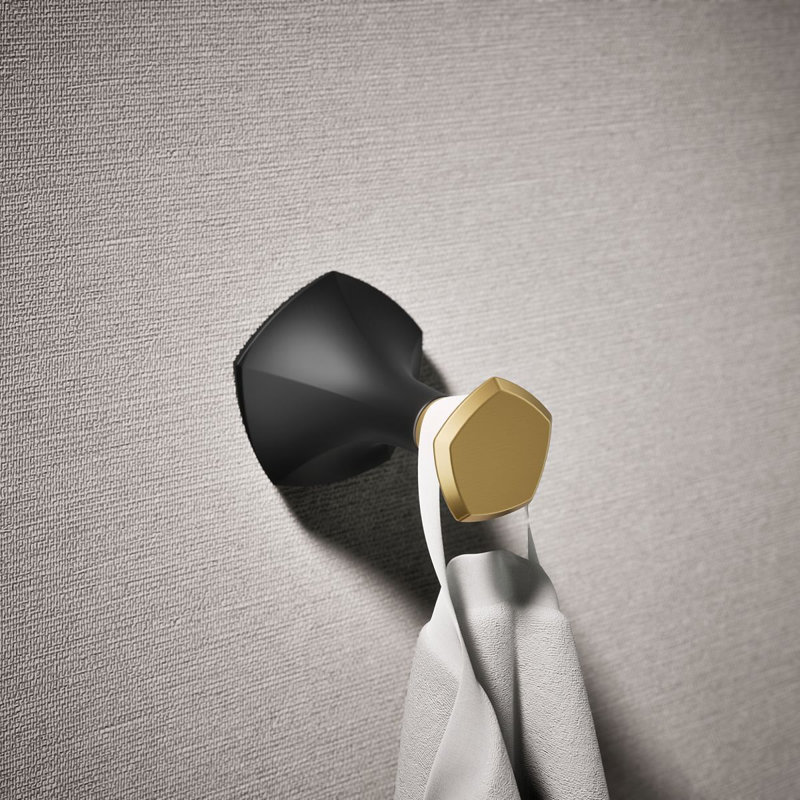 Occasion Wall Mounted Robe Hook, Matte Black/Moderne Brass